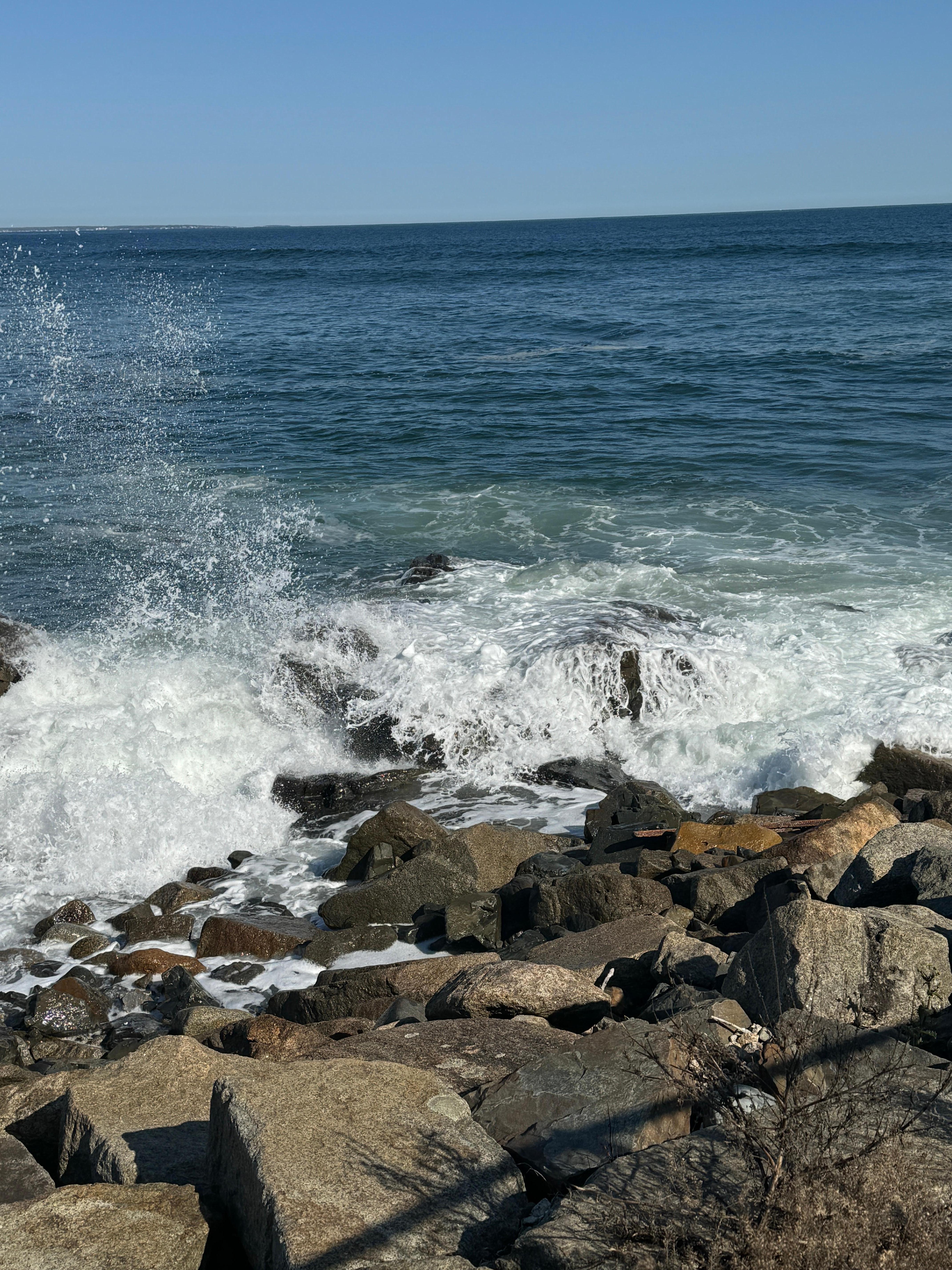 High tide with crashing waves along Marginal Way