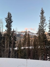 View from back porch at sunset
