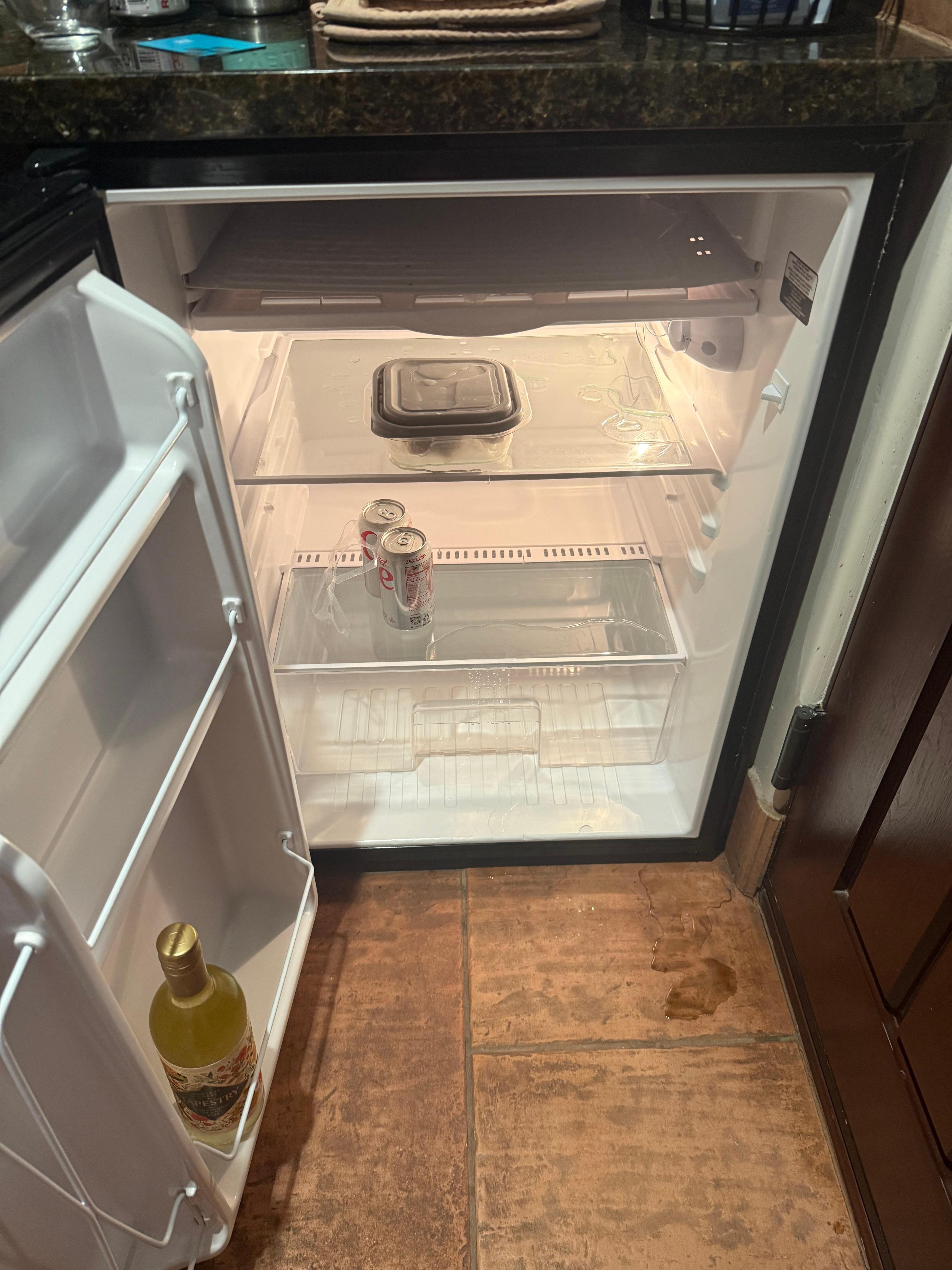 Refrigerator was leaking on floor. Maintenance addressed, but the next day everything was frozen. 