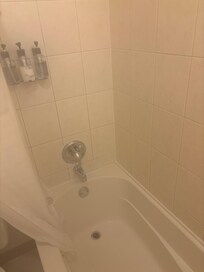 Mold under the drain plug, mold all over bath area.