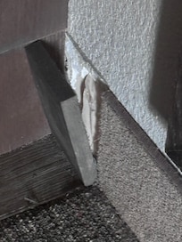 Broken tile falling off the wall