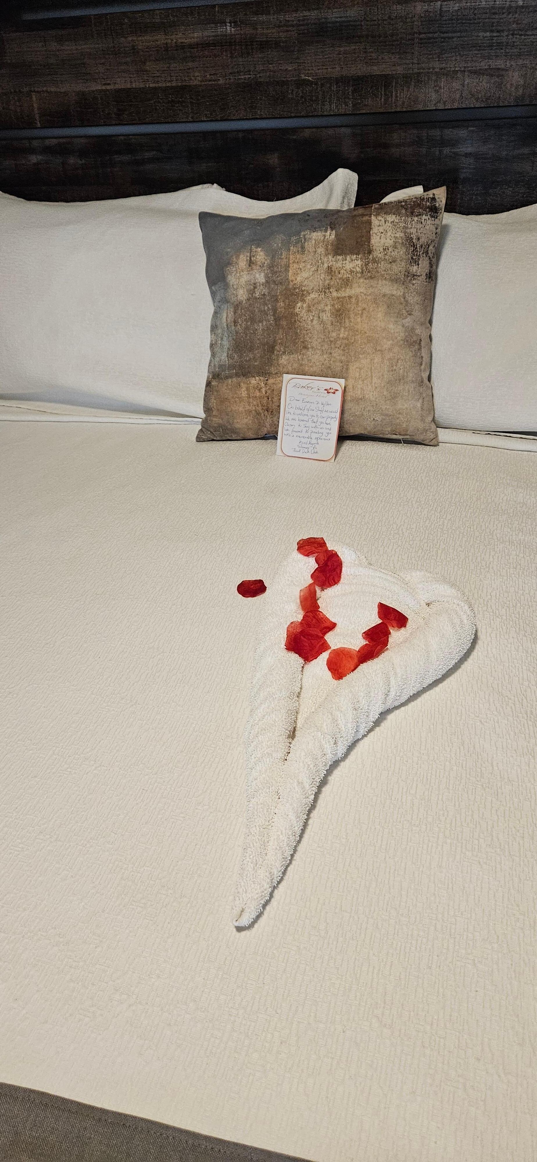 Bed was decorated.