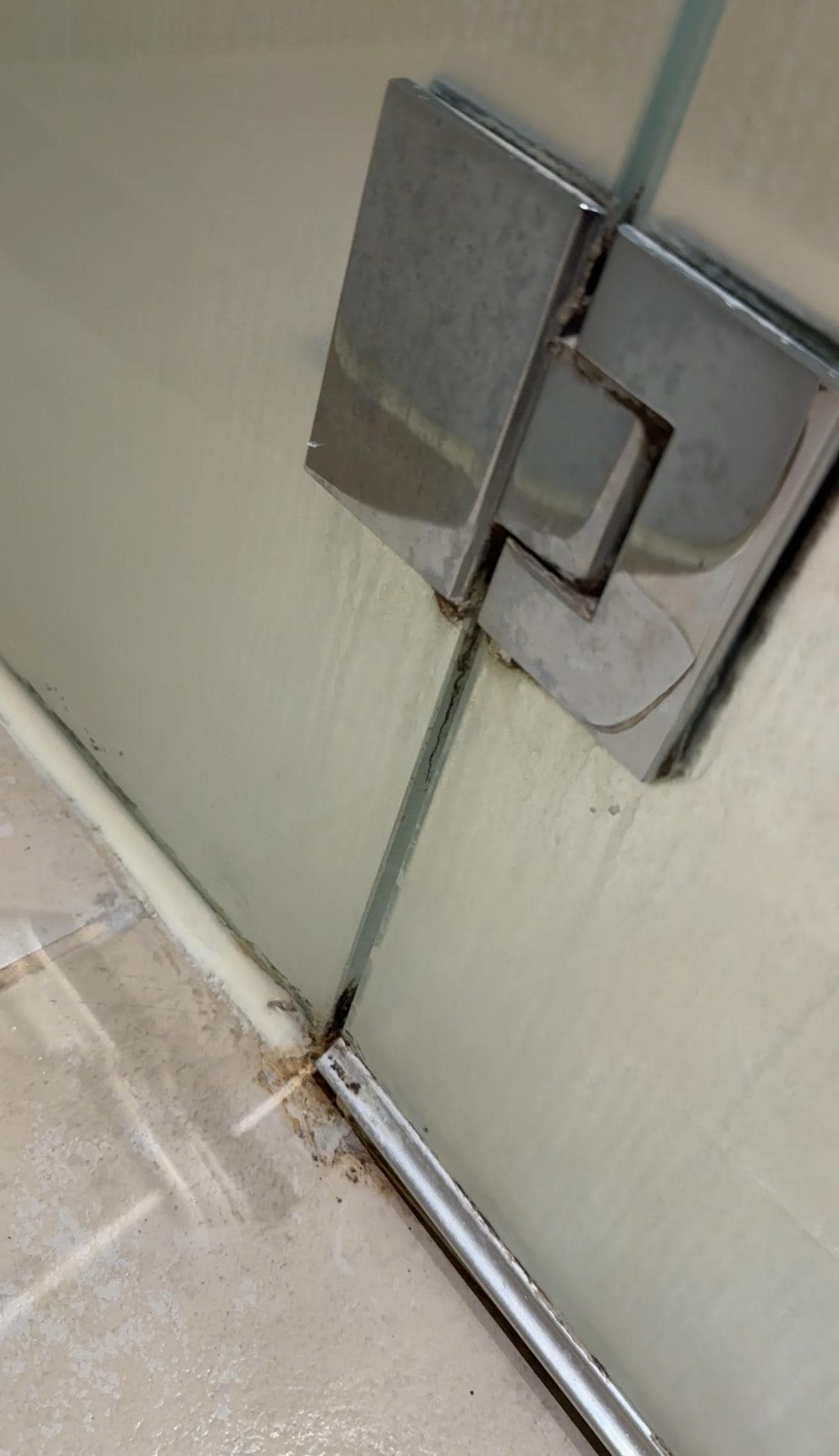 Dirty bathroom with mold and stains 