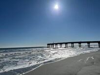 View from the beach right behind the hotel.