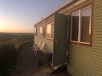 Outside during sunset