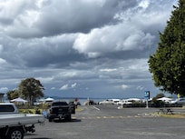 View from our front porch, looking toward the lake. Lake is across the road from the main property with units to rent.