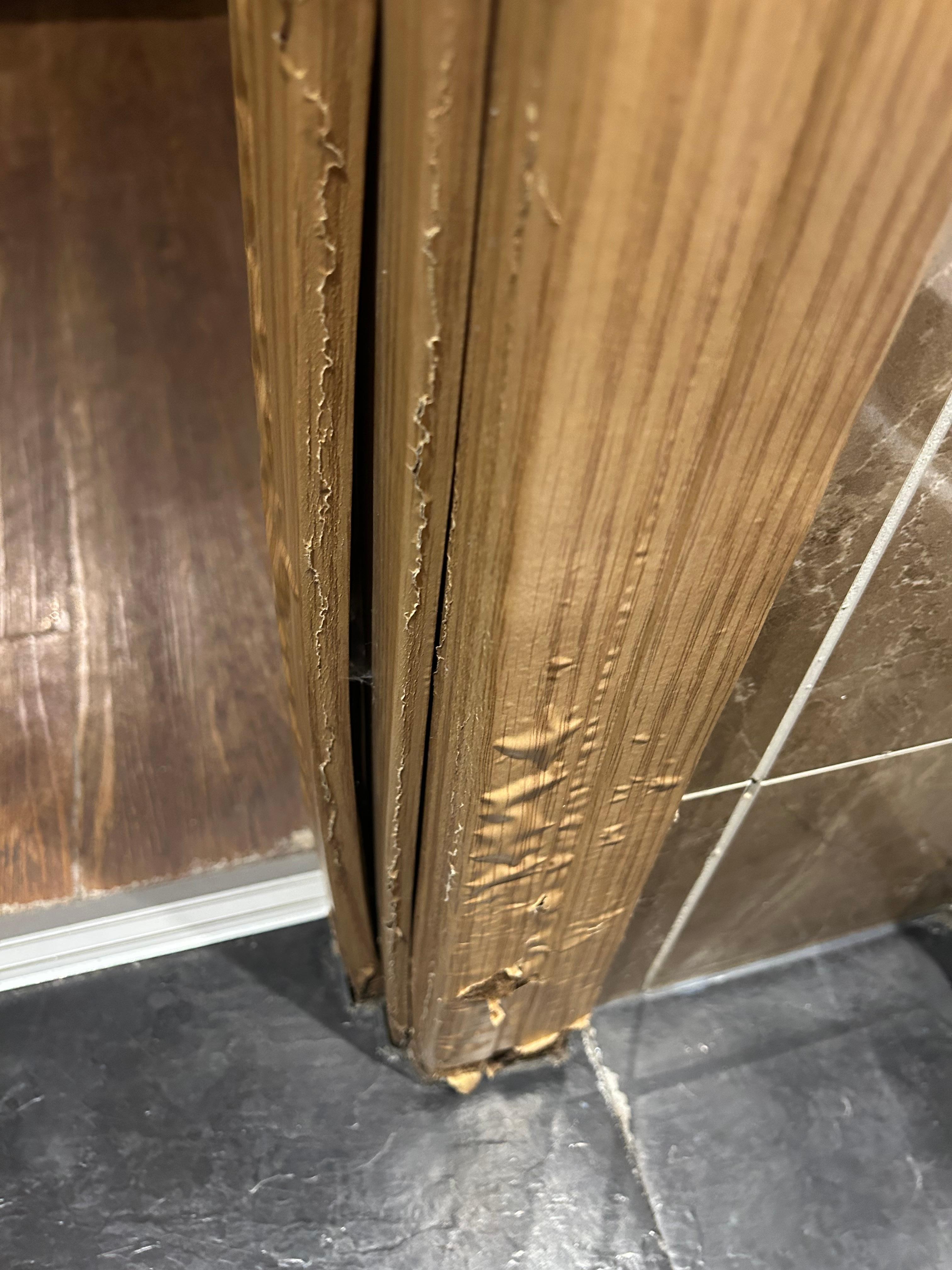 Don’t think this is very clean of door surrounds in a bathroom can’t be cleaned properly 