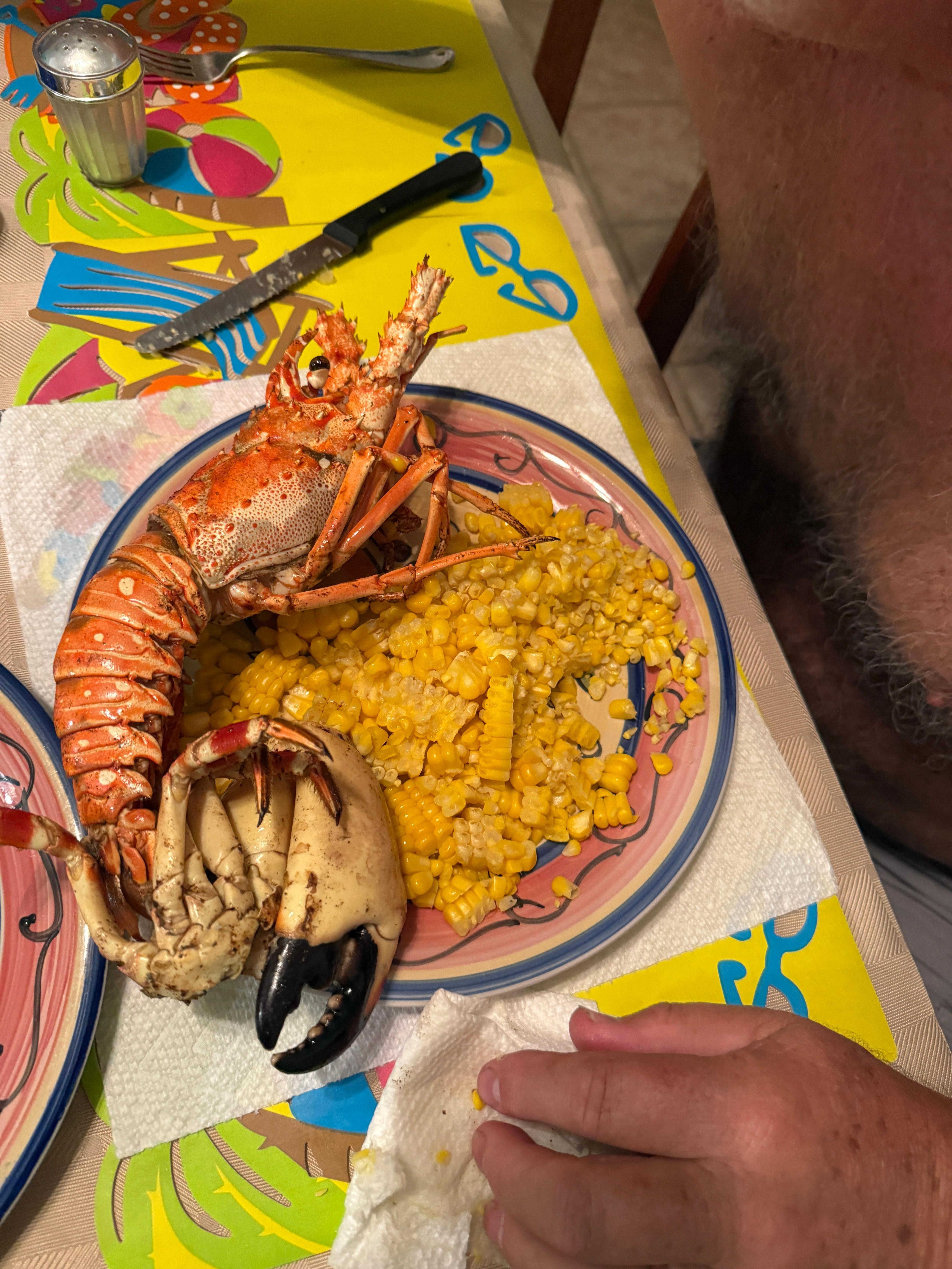 Supper one evening with local  Lobster and Crab