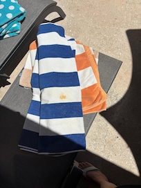 Beach towels worn and stained