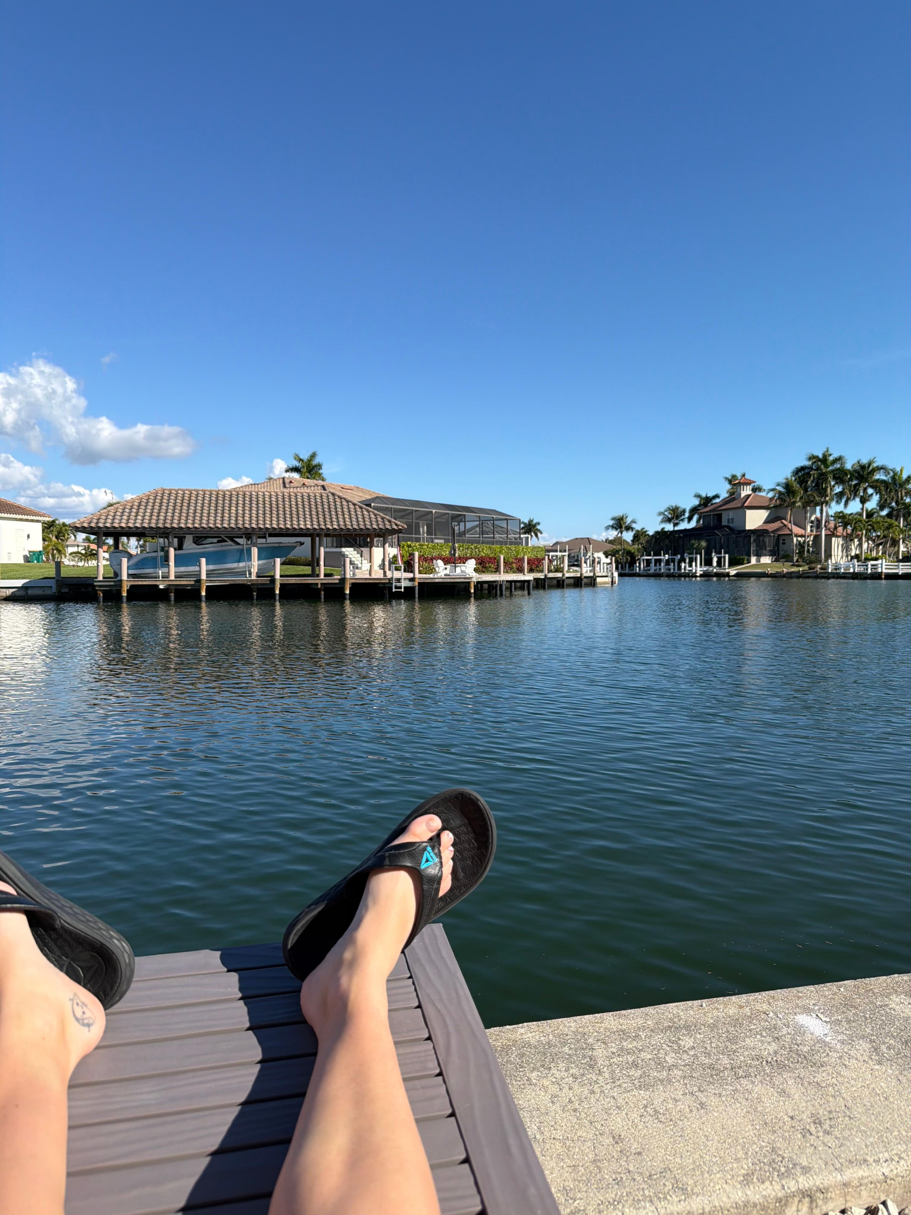 Relaxing in the back yard.