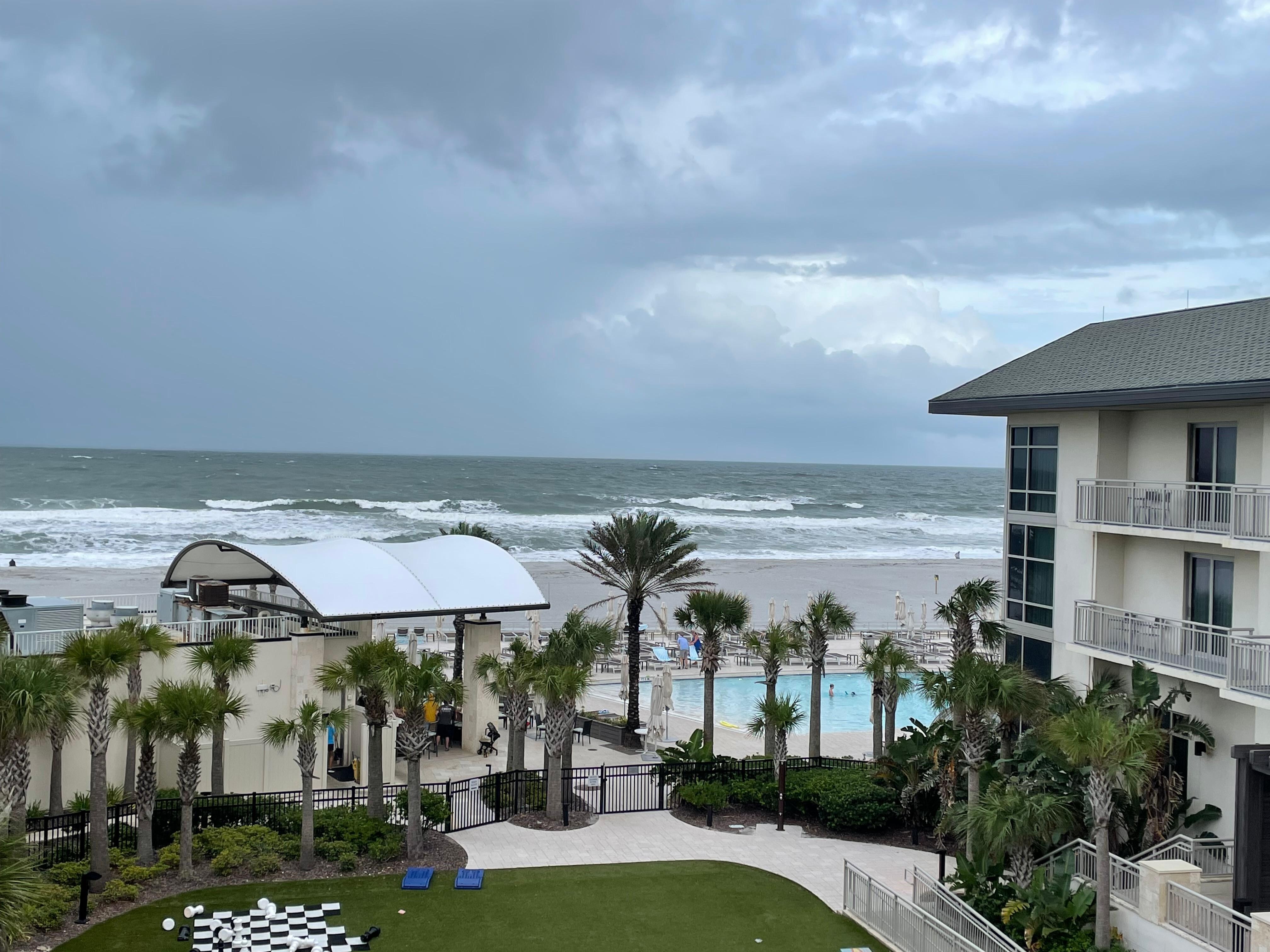 View of the ocean and pool 