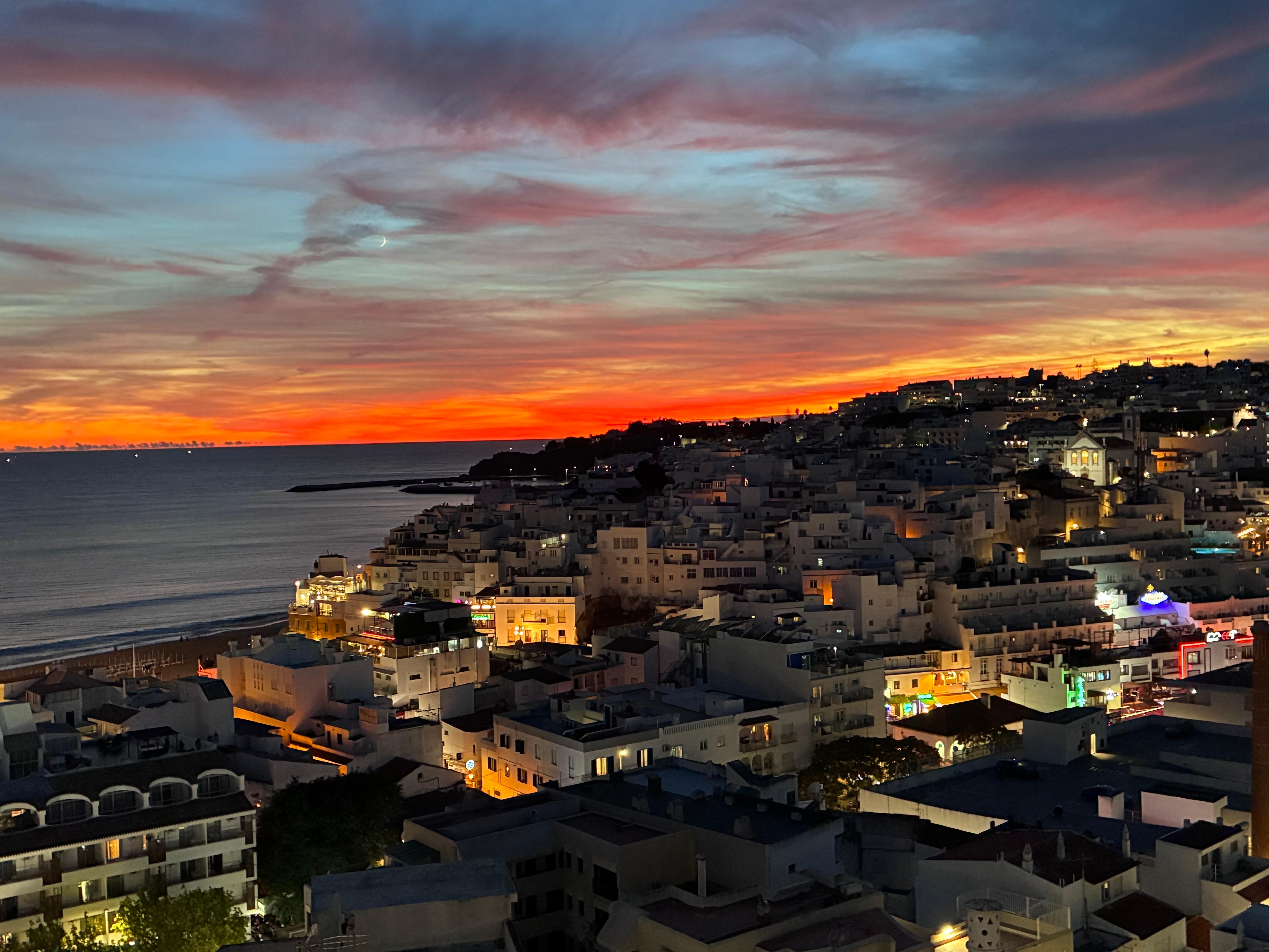 Sunset over the old town from the terrace