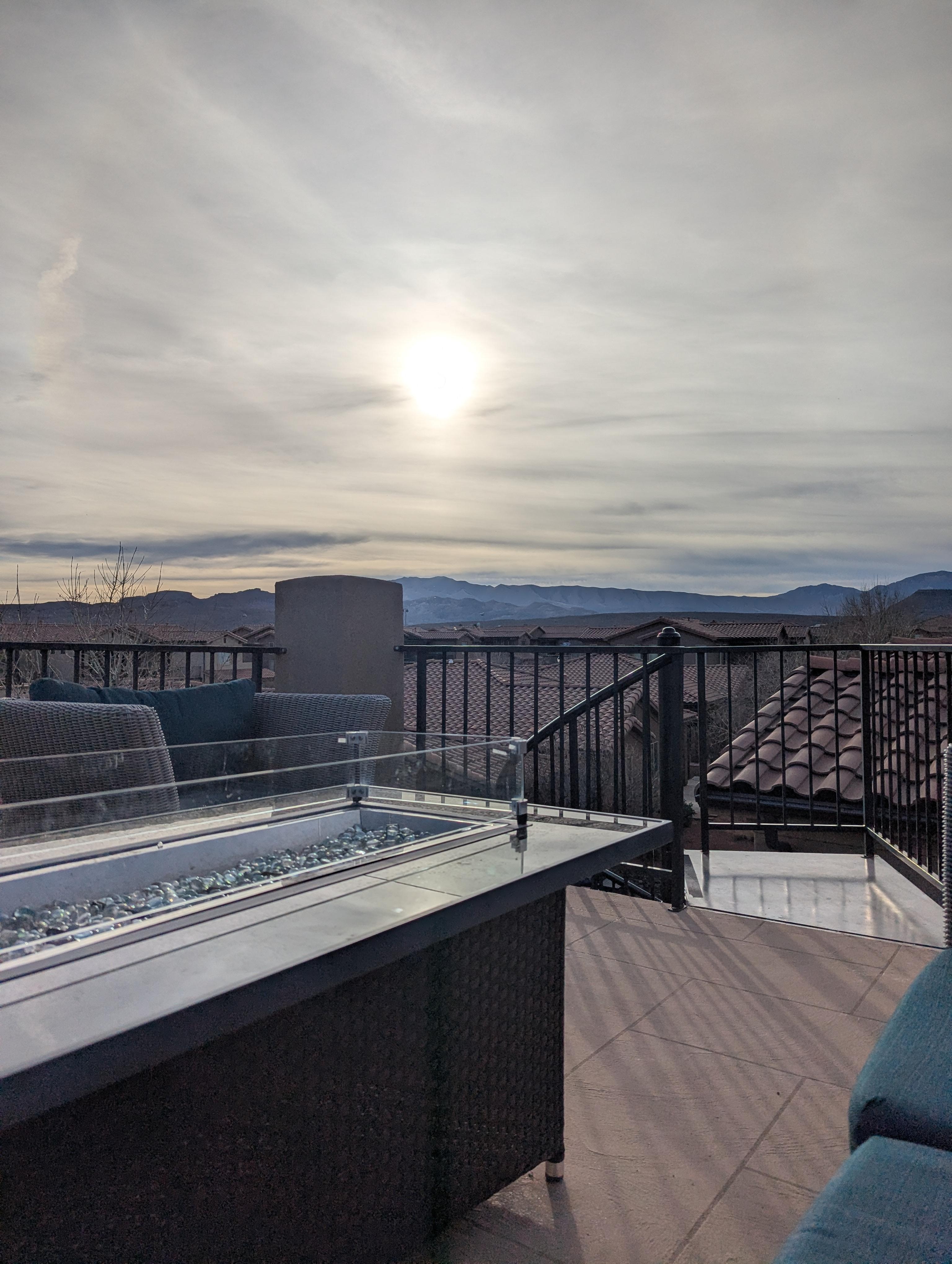 Balcony with firepit