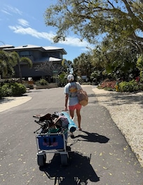 Wagon with some beach equipment provided. (It was well-used, but adequate and saved us from having the expense of renting items.)