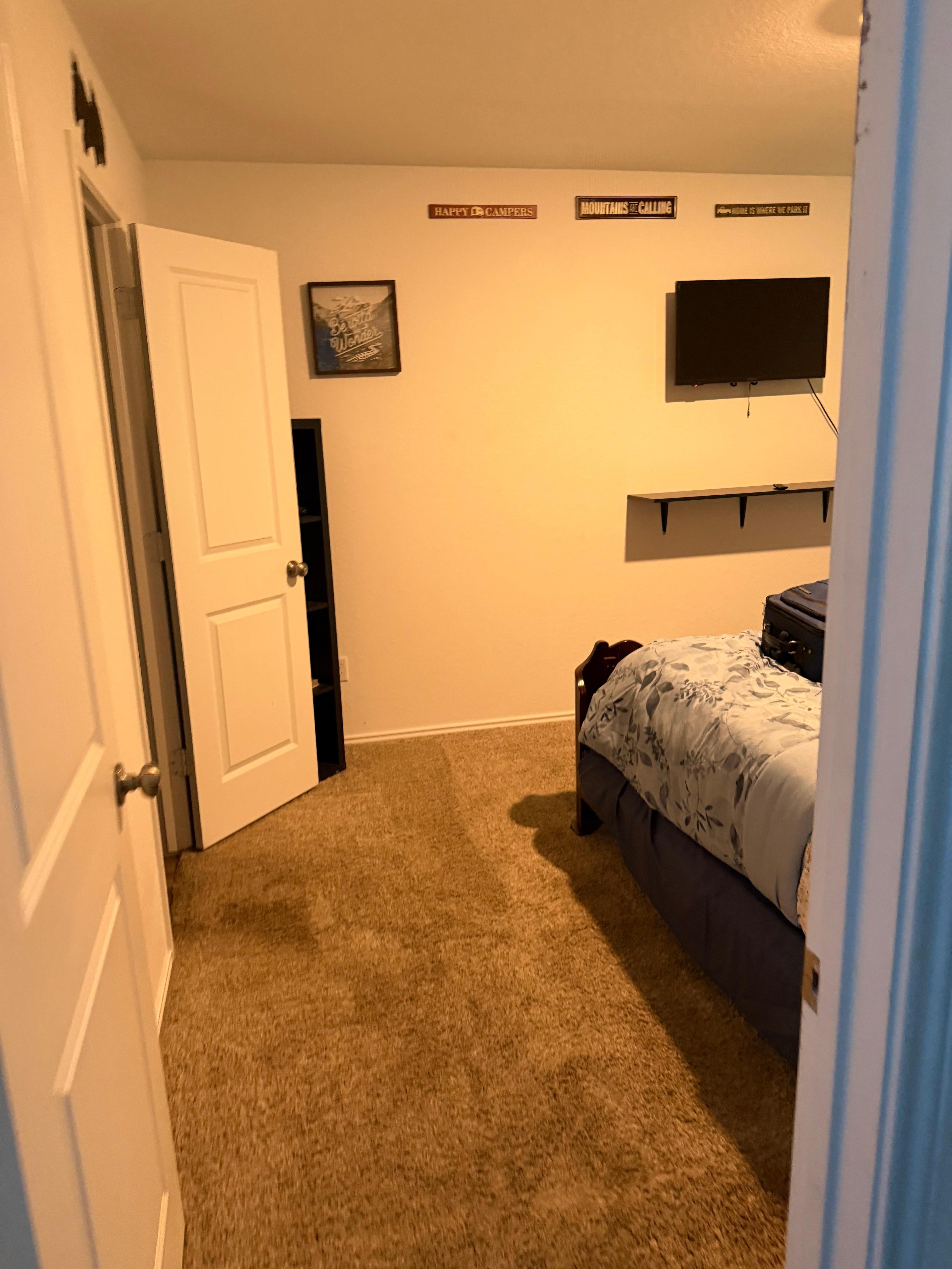 Master bedroom has a private bathroom and a walk-in closet