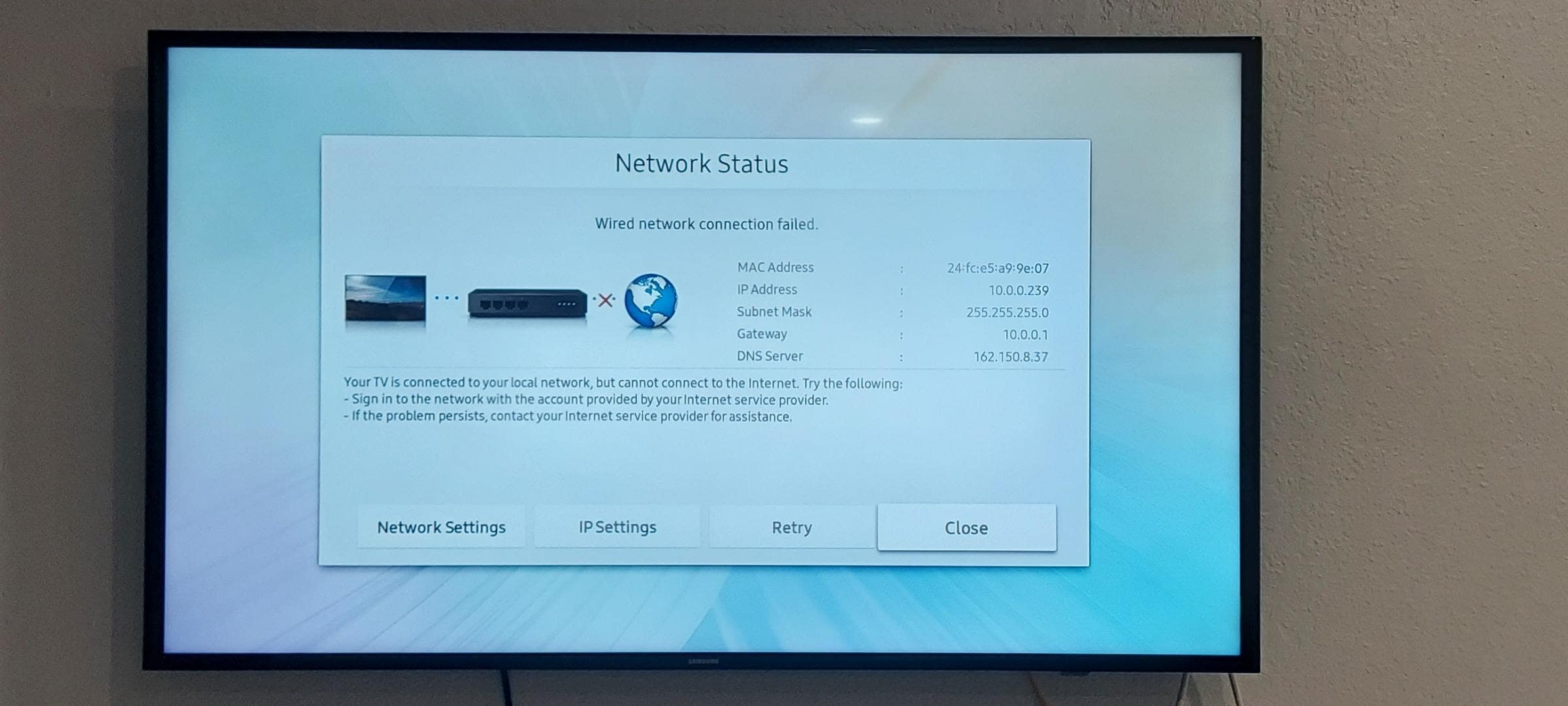 Tv couldn't connect to internet 