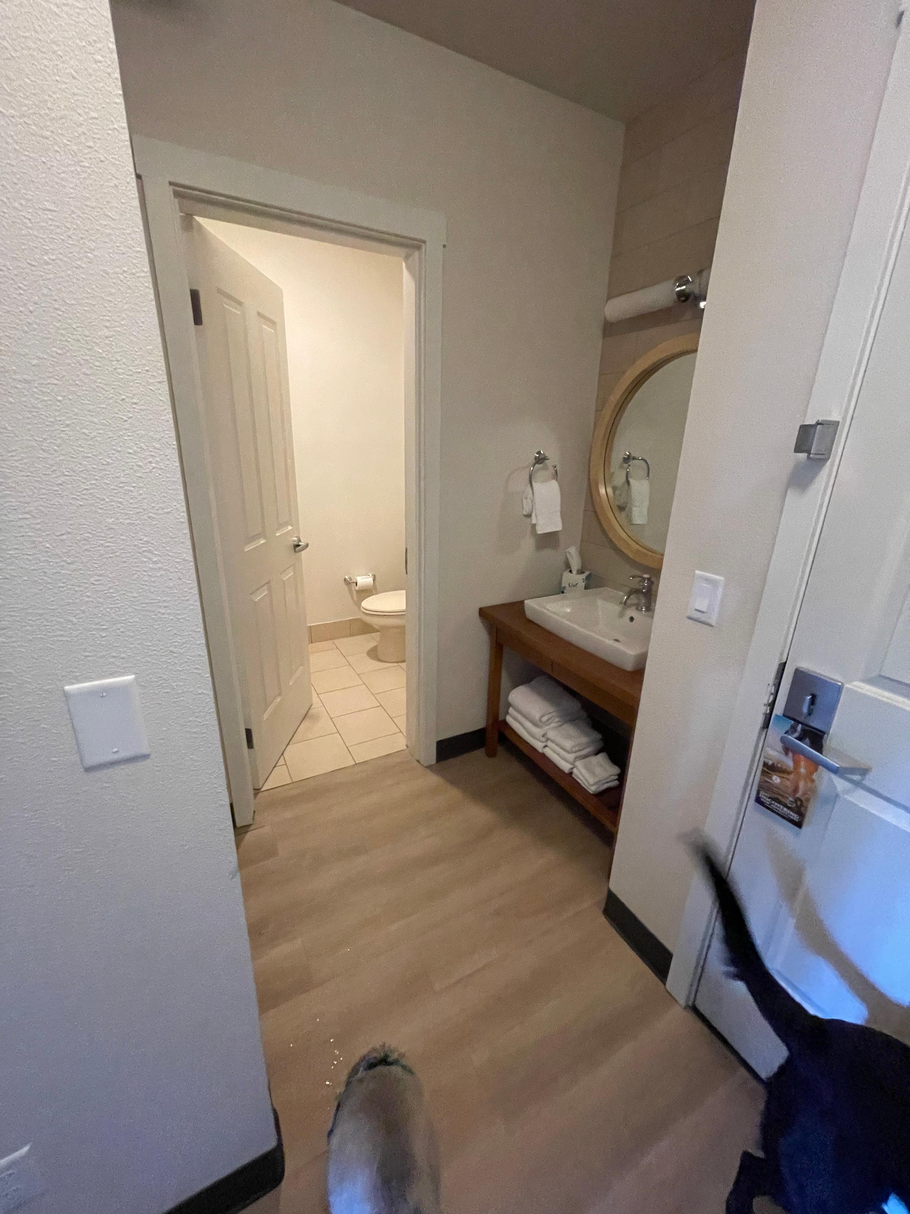I like that the shower & toilet are in a separate room. 