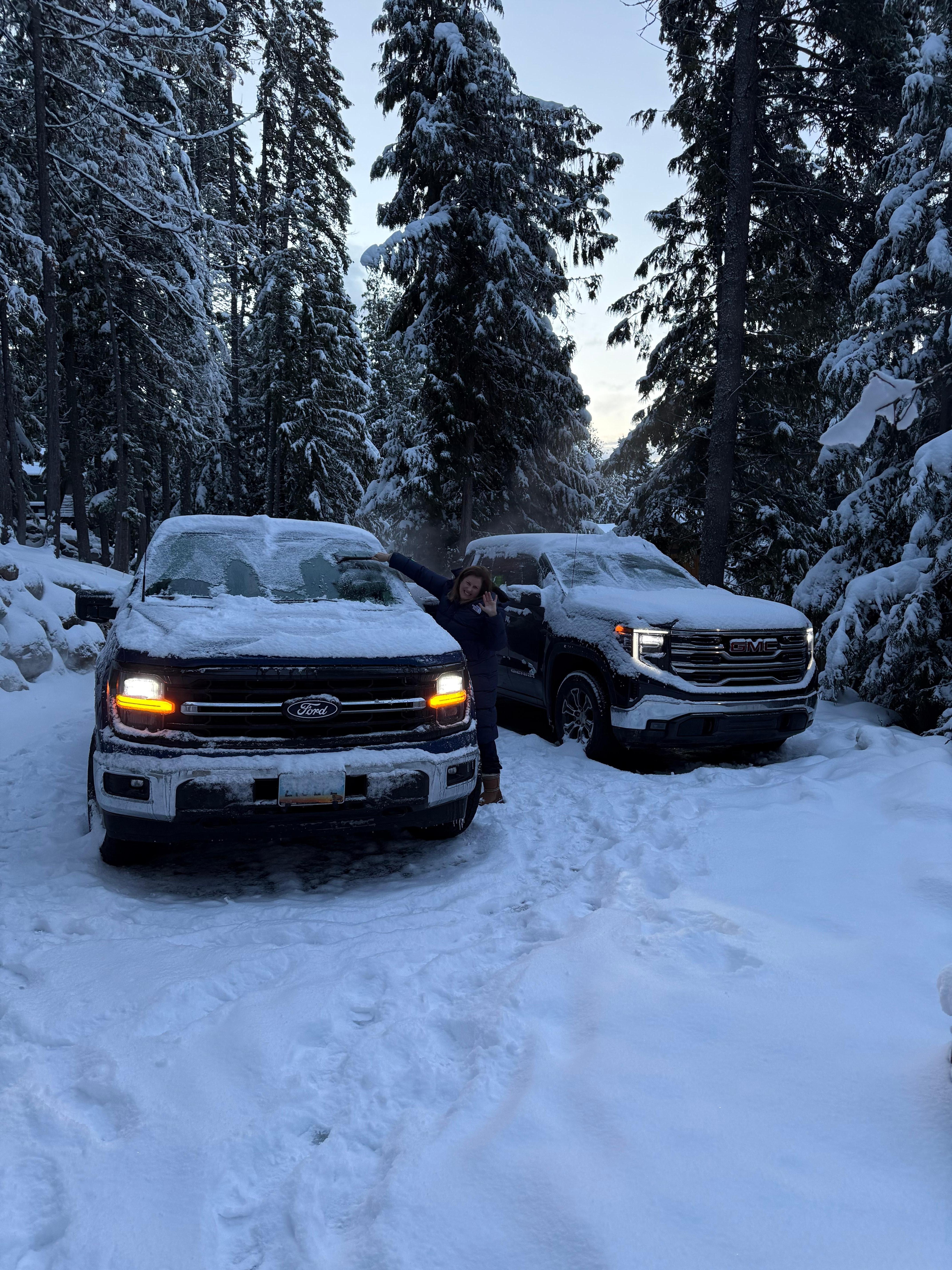 Parking for 2 big cars.