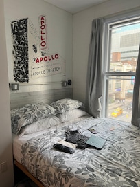 Bed crammed into corner