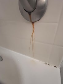 Rust dripping down the wall of the bathtub