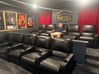 Grandfather is watching a movie