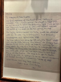 Letter from guest at Hotels Austy