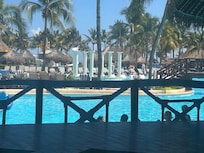Our view of the pool with a swim up bar, as we ate lunch everyday made by talented chefs.