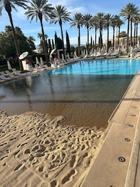 Sand beach and pool