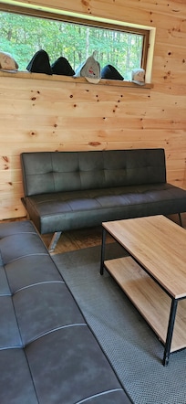 view inside sauna sitting area