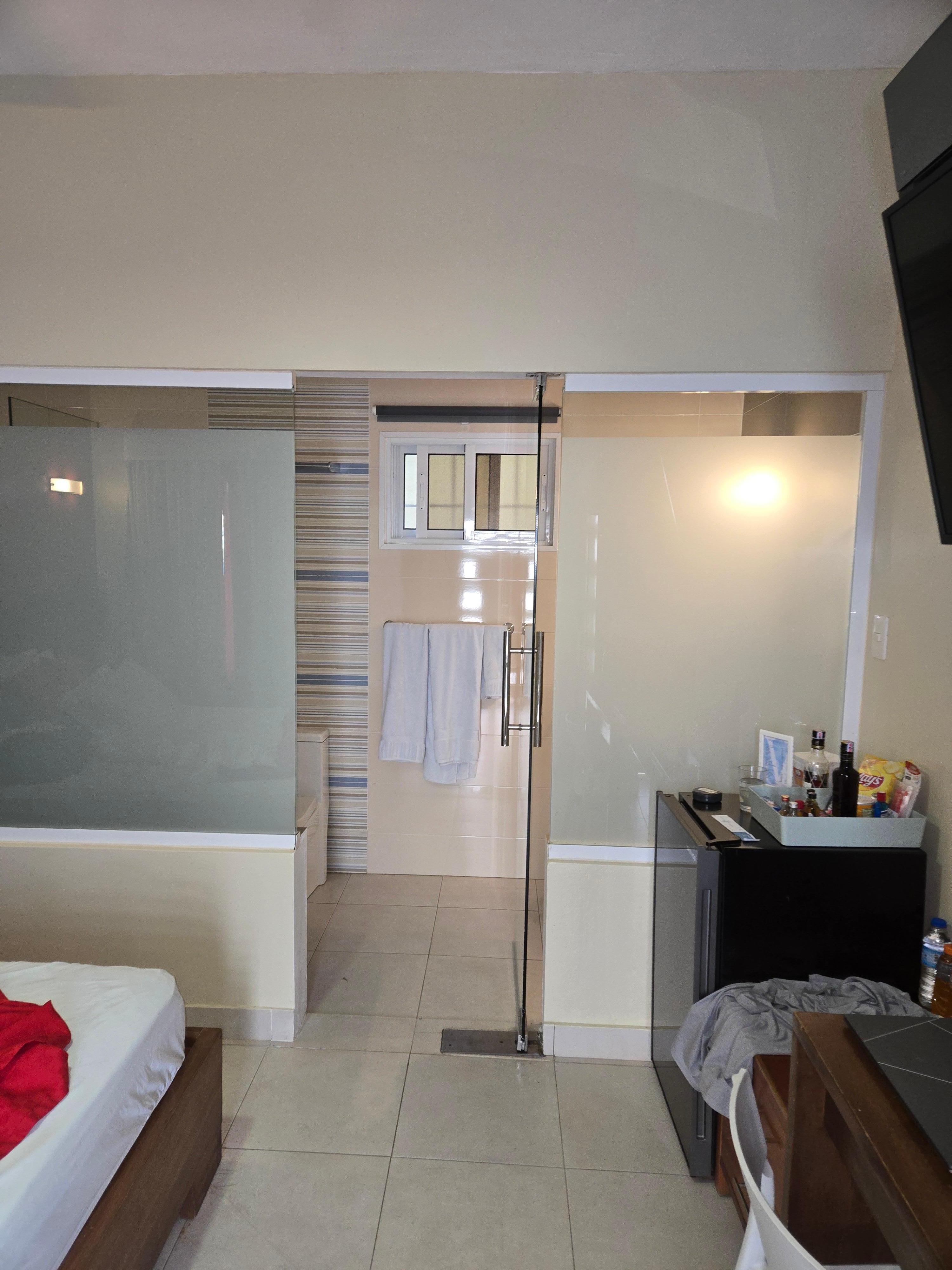 View from door to room from courtyard