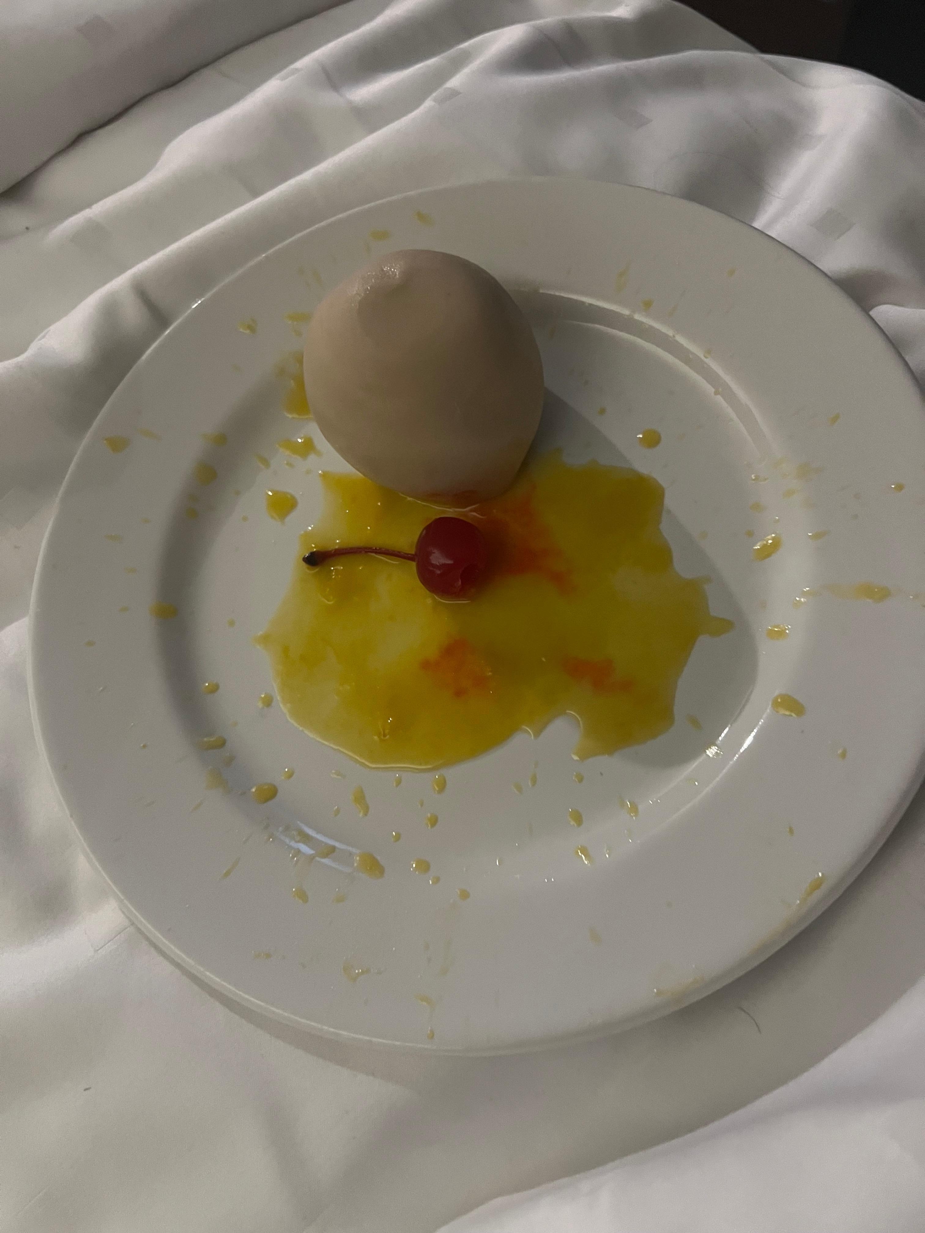 Courtesy desert along with a bottle of wine. 