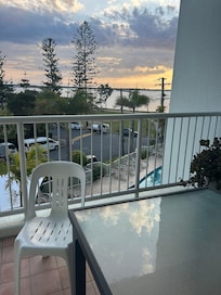 View from balcony of the water