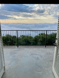 French doors open to private balconies on the corner units