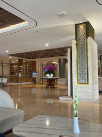 Hotel front seating area