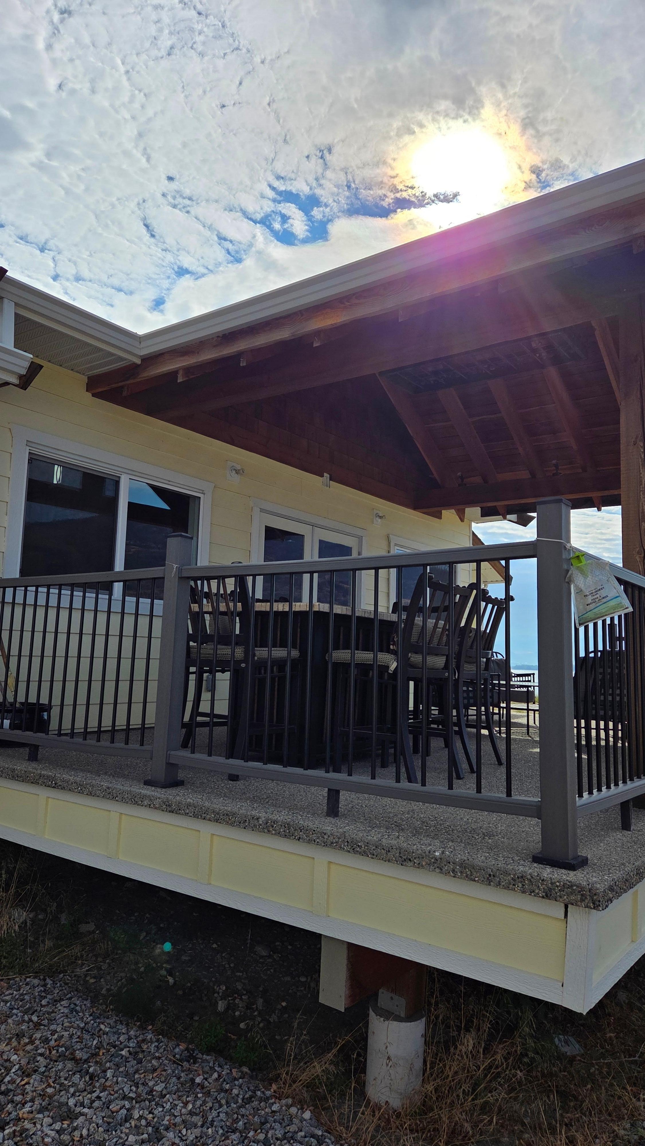 View of eating area on patio, seating for 6