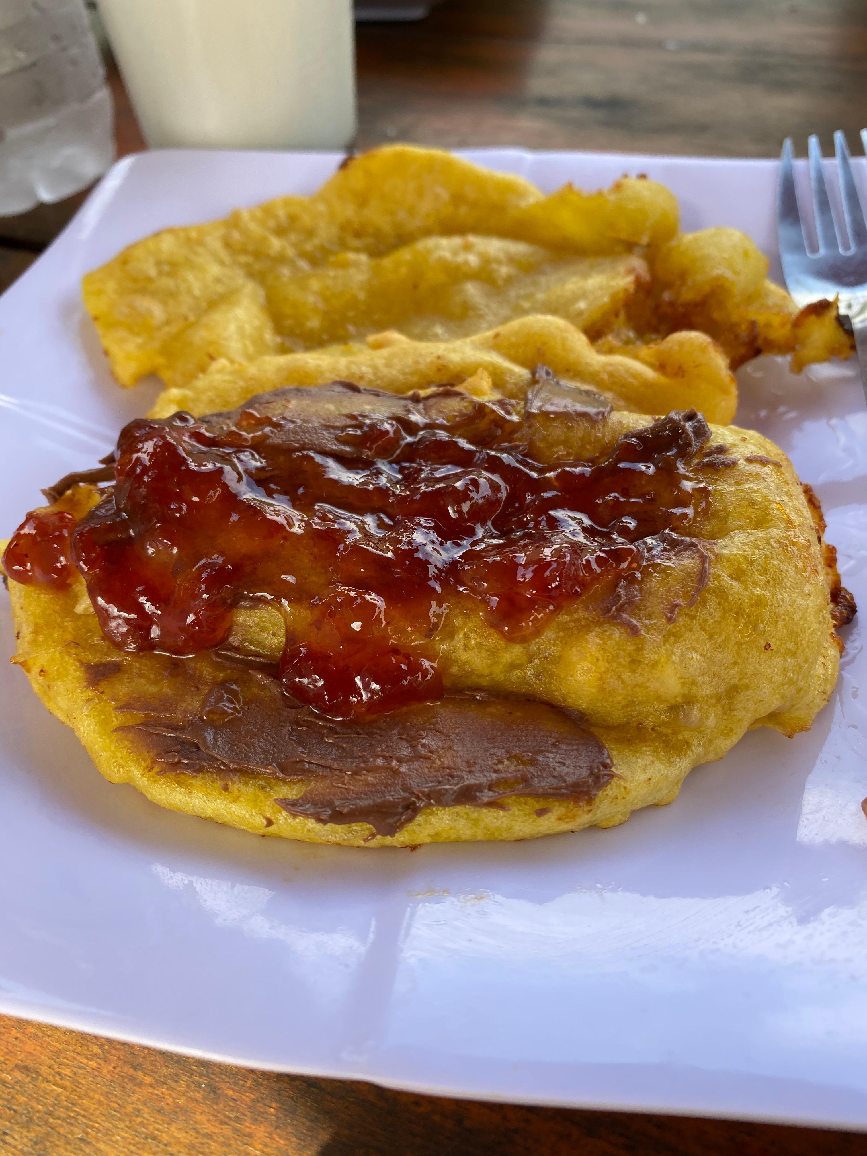 Delicious banana pancakes. They even made us extra ones and packed them in a bag for us when we left. So sweet!