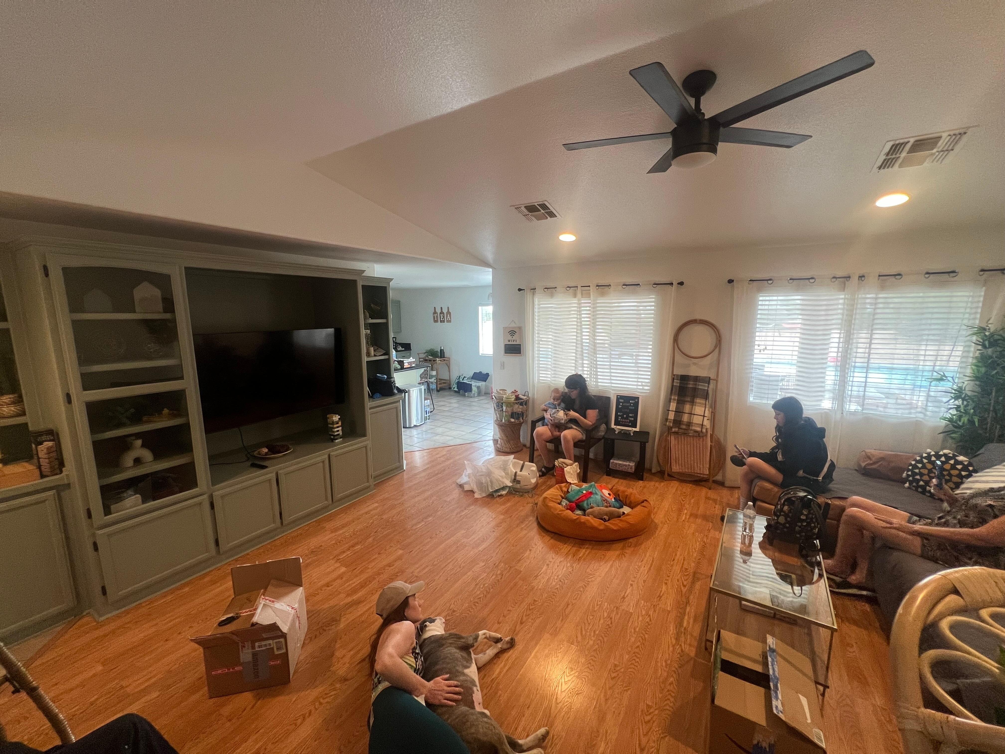 Chillin' in the Living Room.  Nice cabinets!