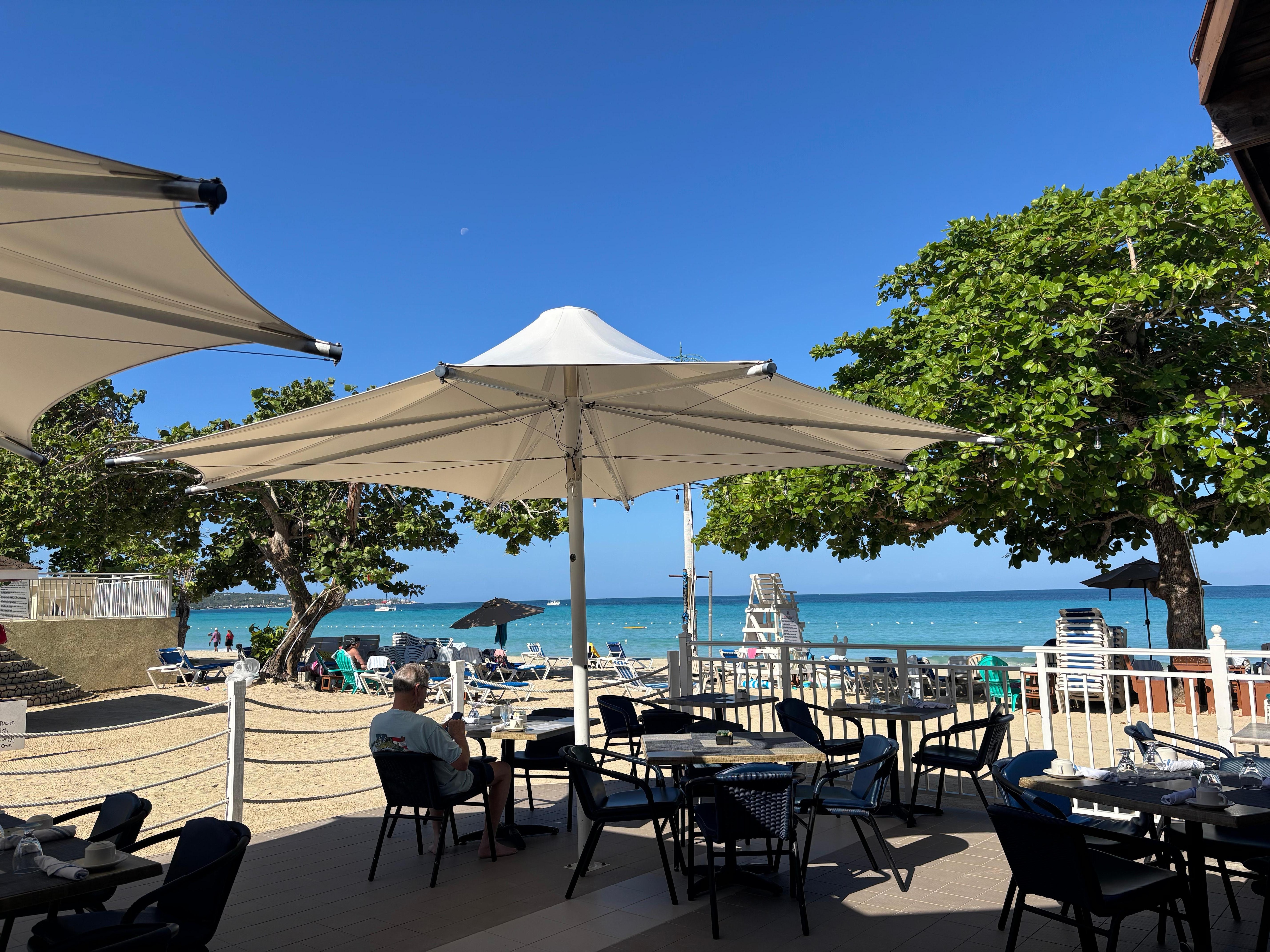 View from restaurant at breakfast. 