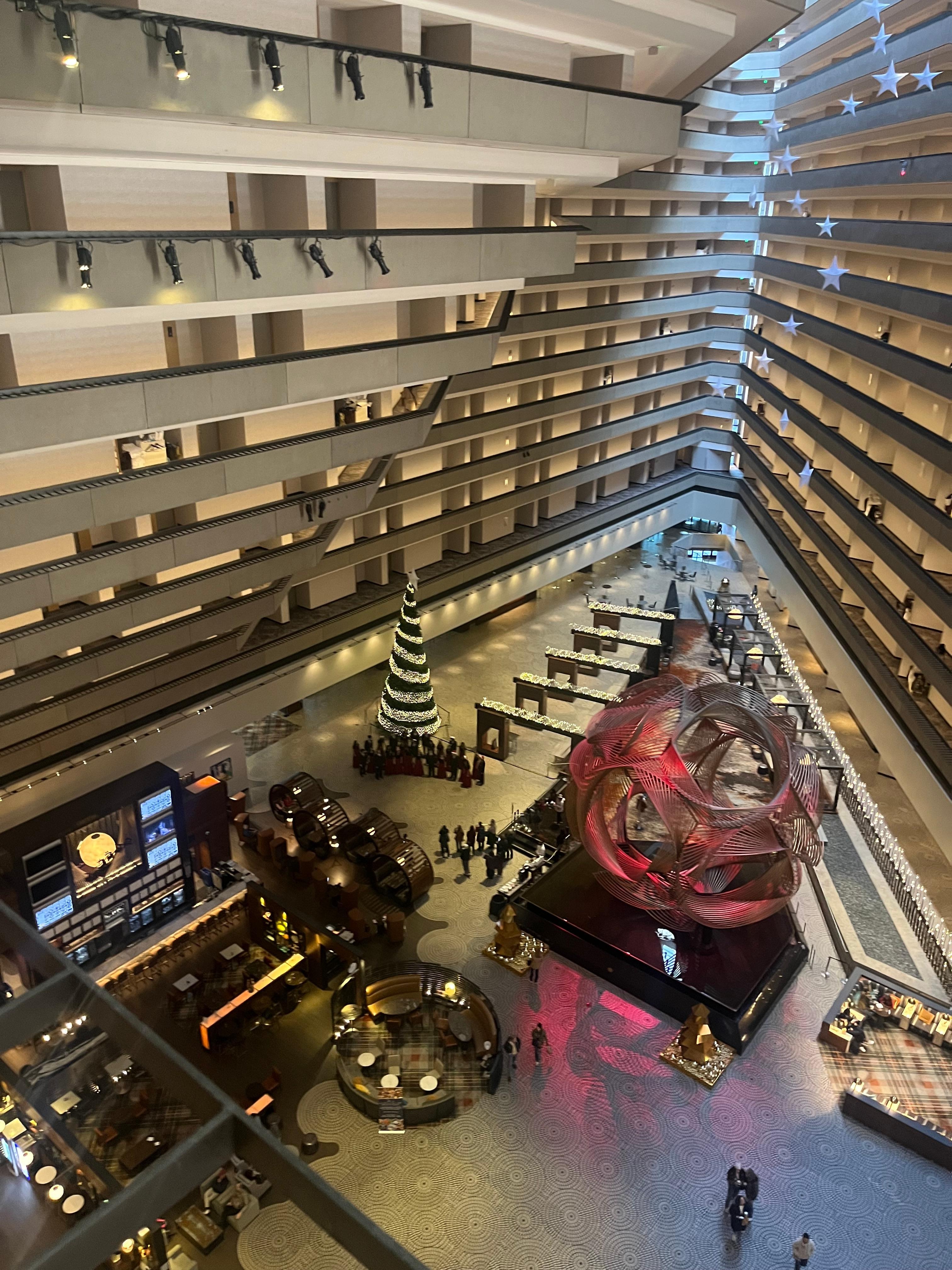 Looking down into the lobby