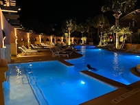 Heated Saline pool at night