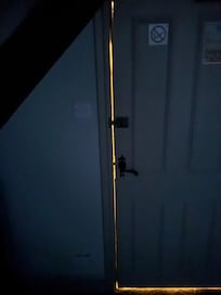 Gap in the bedroom door.