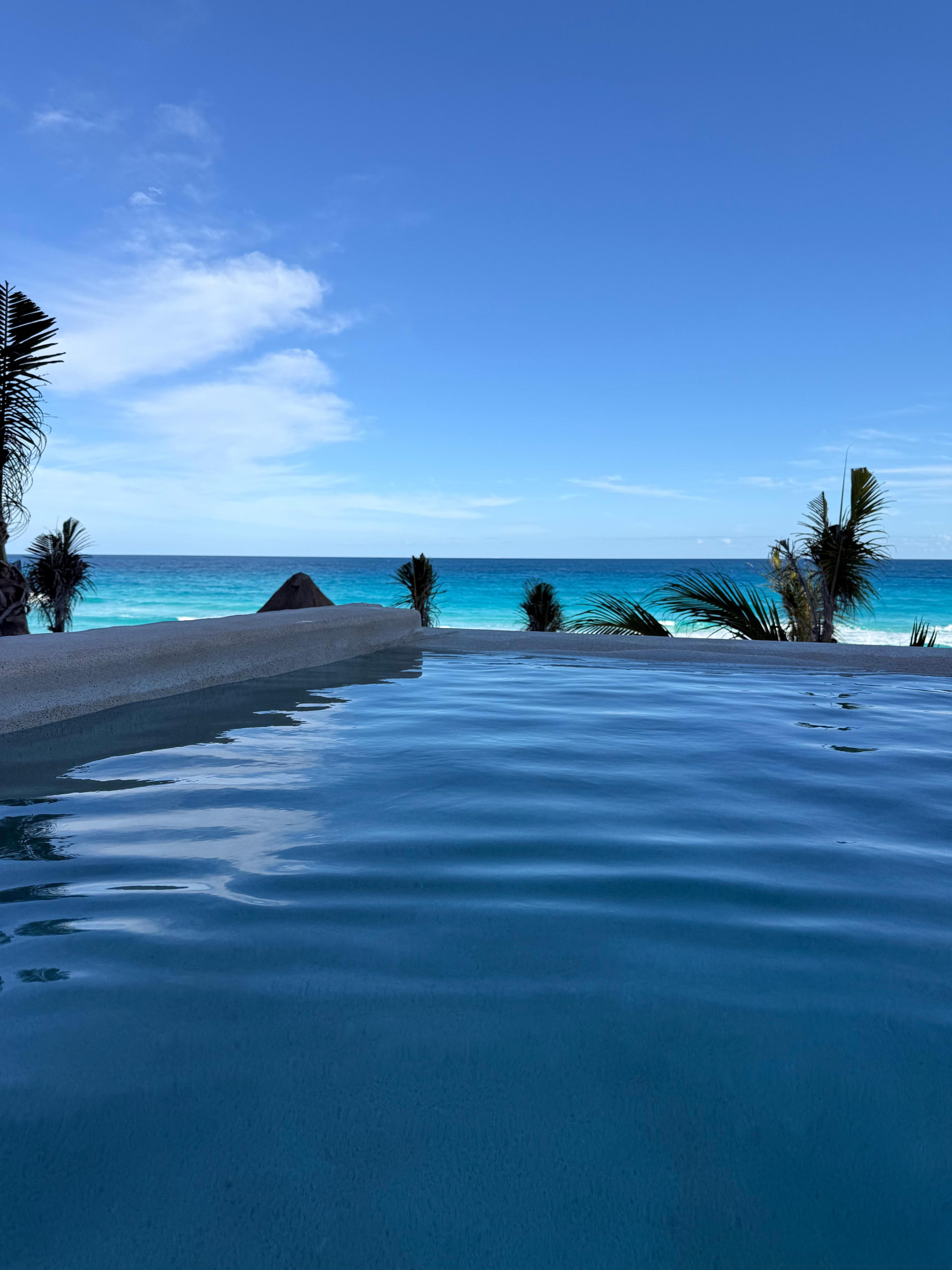 View from pool at beach club 