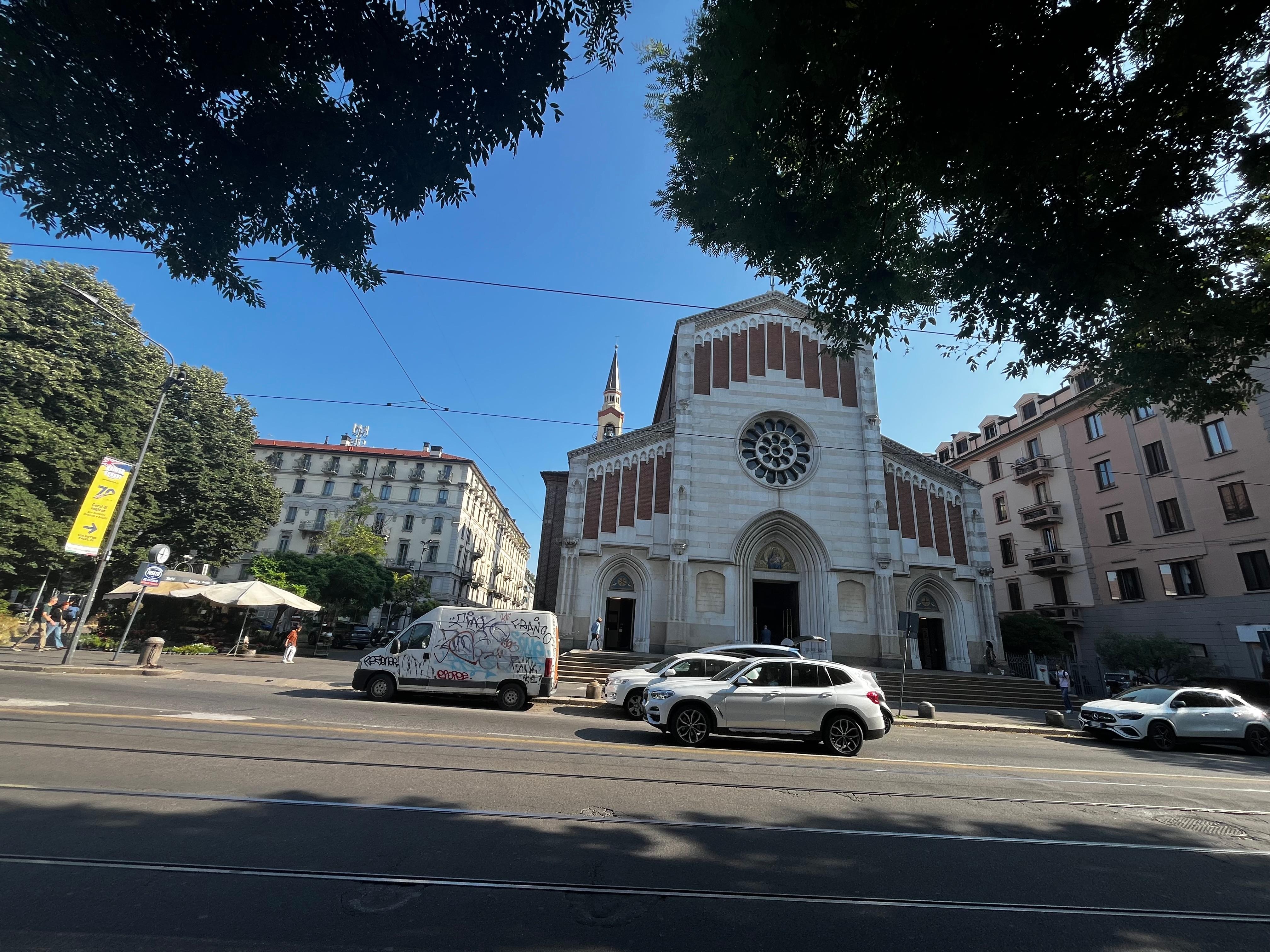 Across street from hotel 