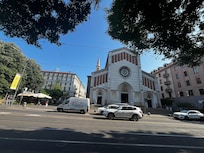 Across street from hotel