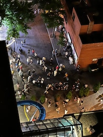 The 10-20 percent that evacuated at 1am. Notice the lack of staffing, lack of direction and even the lack of fire department personnel.