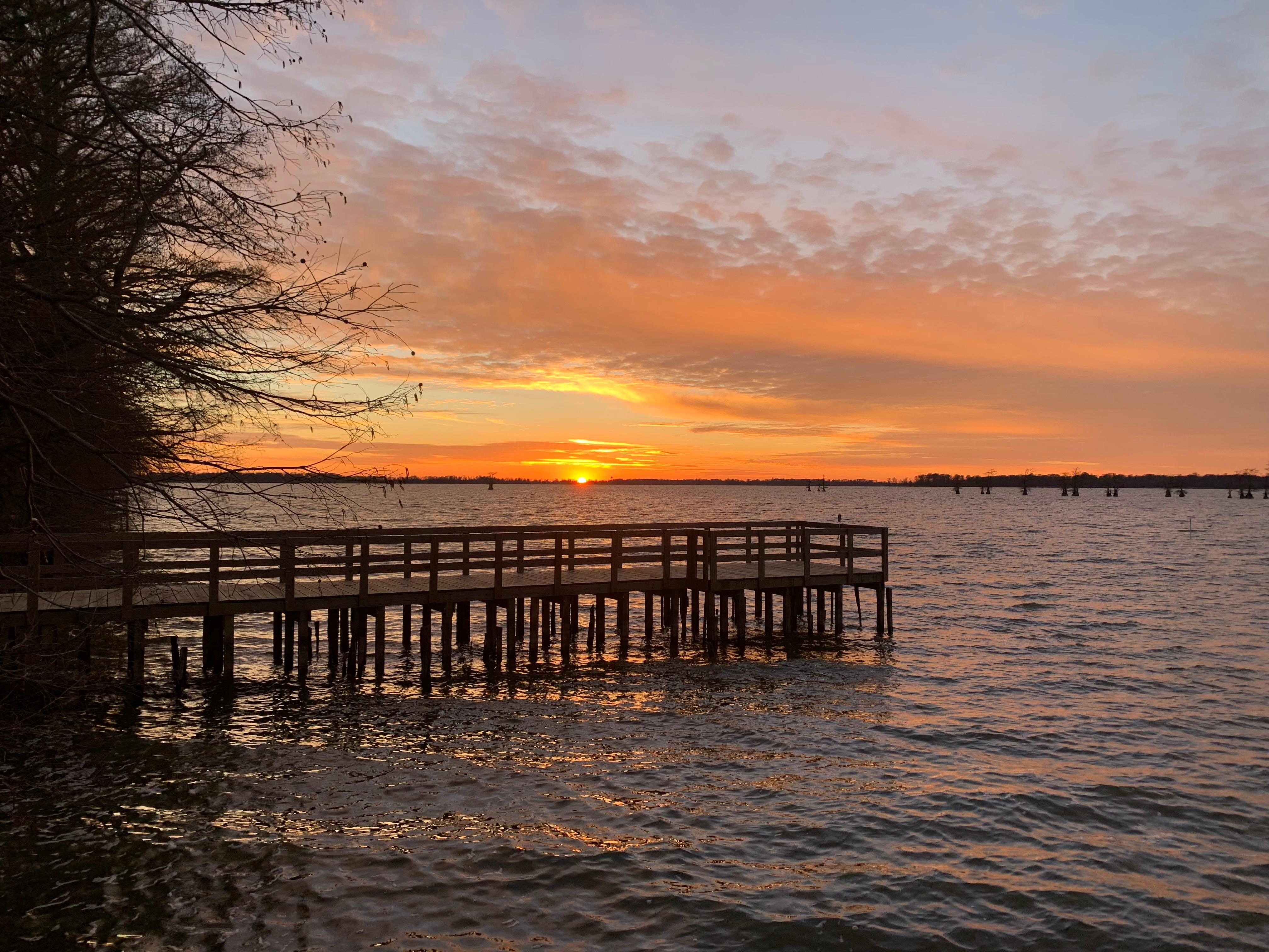 Sunset over the lake off the dock!