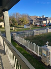 The view from our balcony to the walk to the Best Western Plus