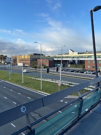 From the bus stop to the hotel.