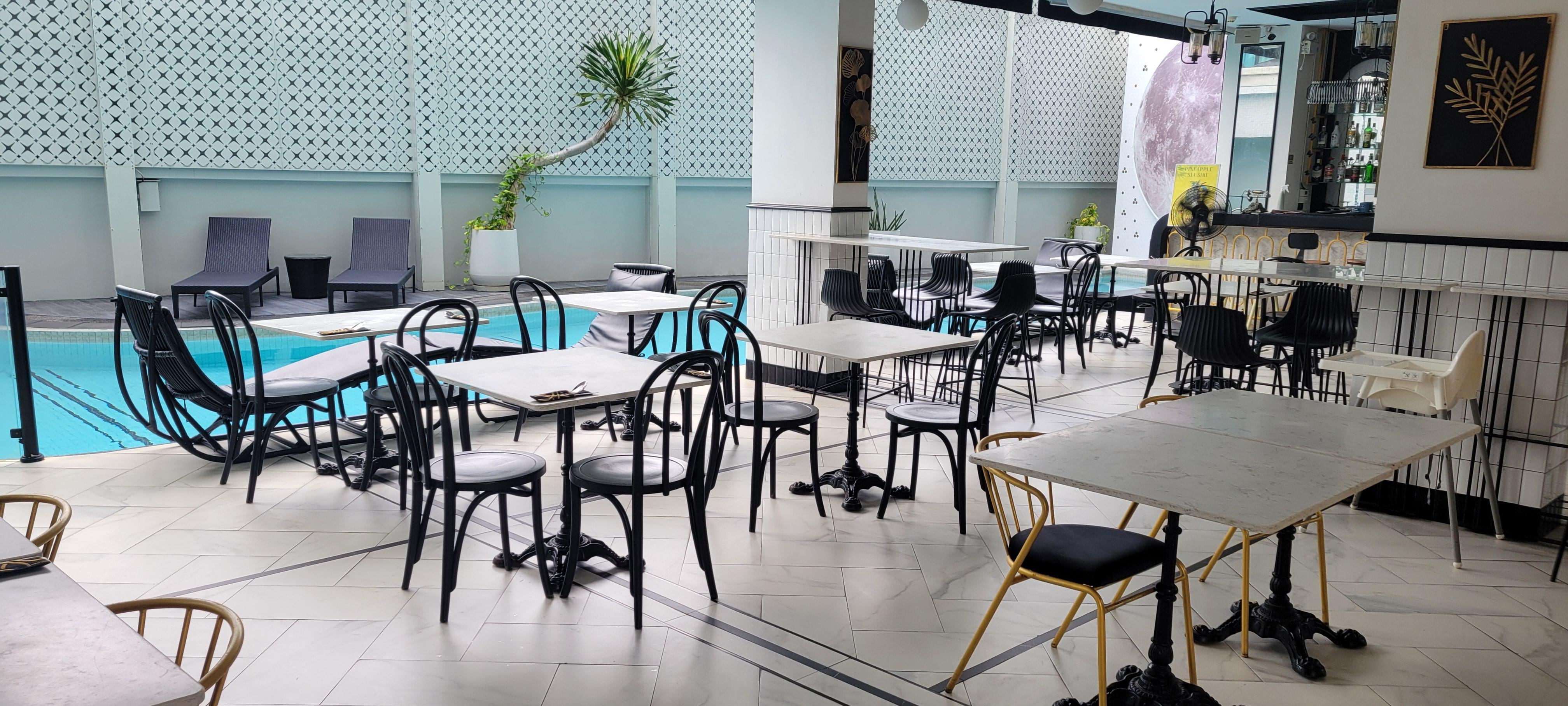 Dining area off the pool