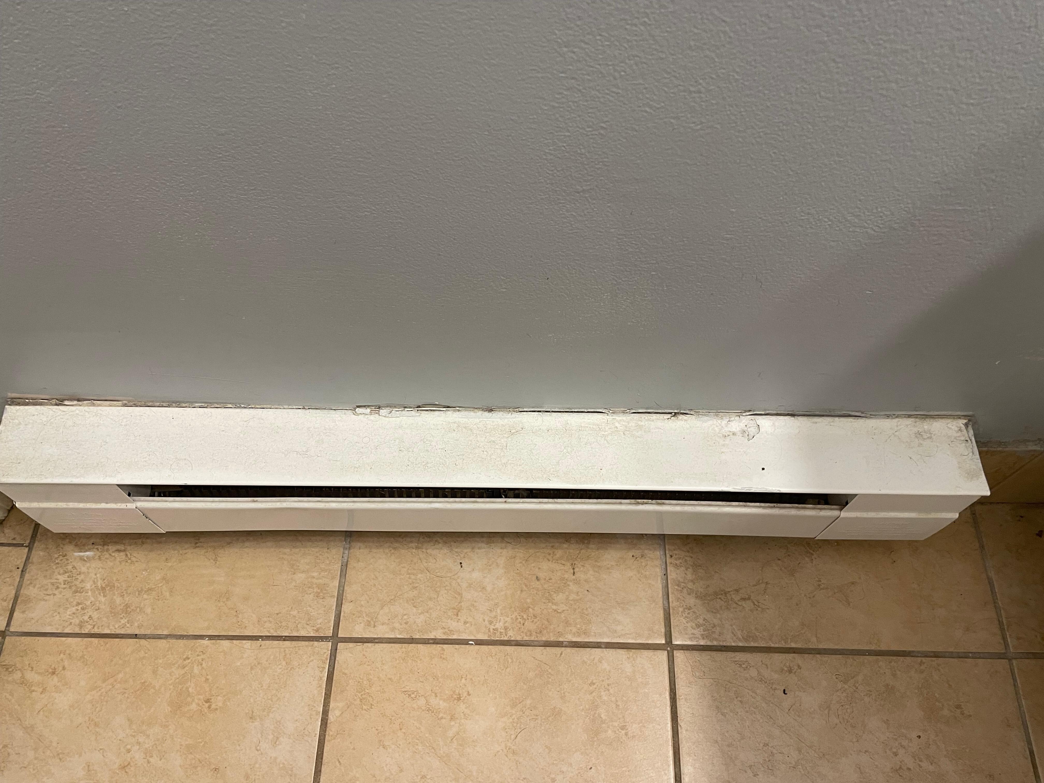 Bathroom baseboard heat had dust and hair all over it 